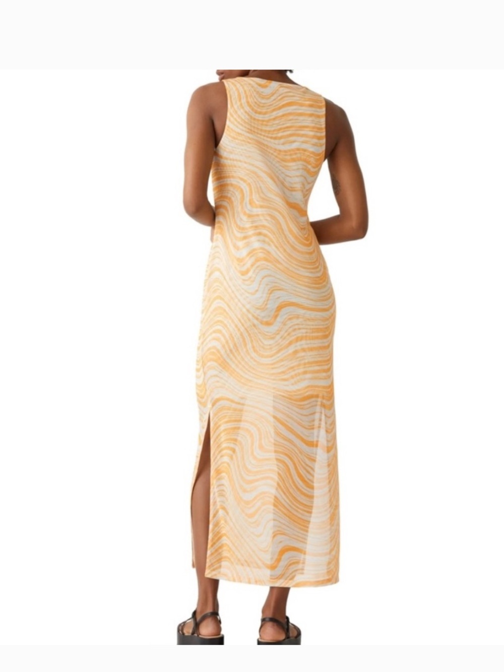 & Other Stories Yellow and White Mesh Maxi Dress